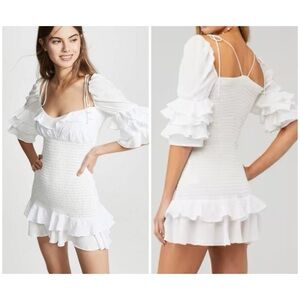 For Love And Lemons White Ruffle Bora Bora Mini Dress size S